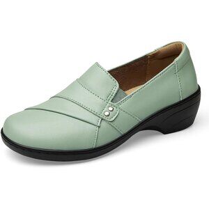 Kordal Women's Mint Slip-Ons Lightweight Leather Stylish Casual Loafers Shoes